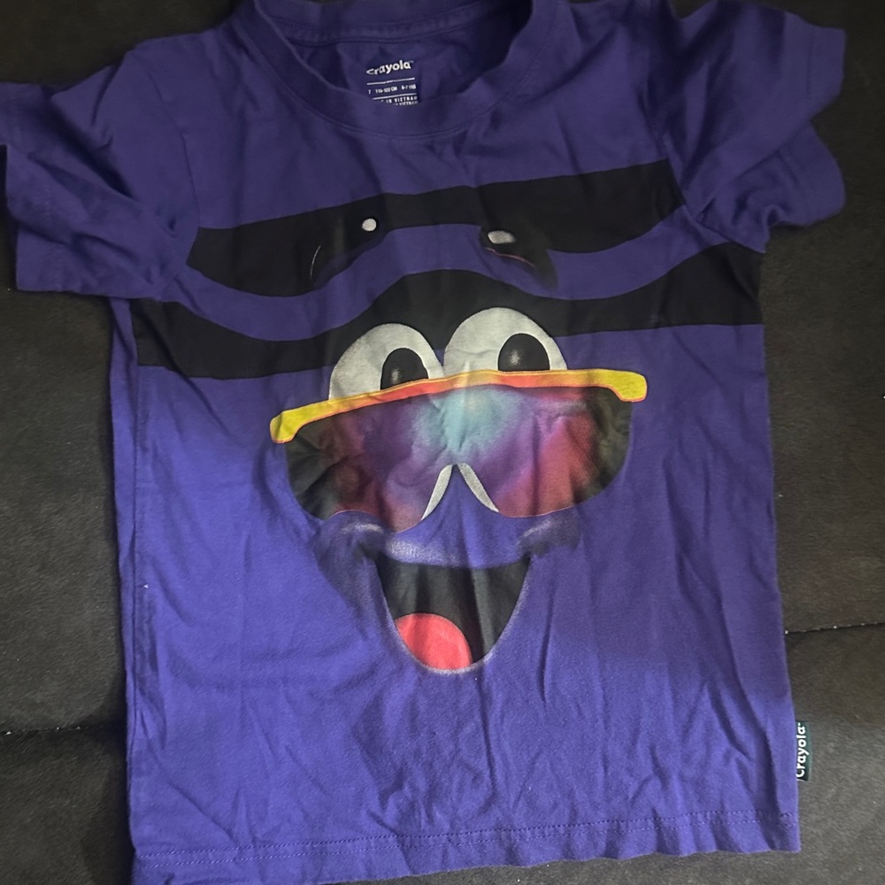 Crayola Purple Tee with Colorful Sunglasses Graphic